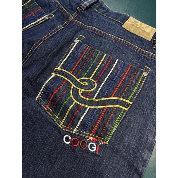 VTG Y2K Coogi Jeans 38x32 Baggy Hip‎ Hop Skater Grunge Wide Leg Sewn Embroidery - Picture 4 of 13
